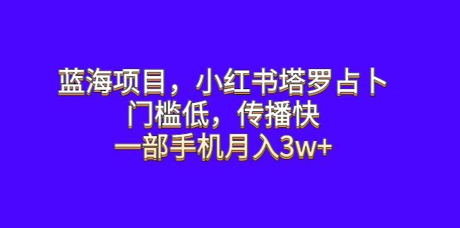 【6428】蓝海项目，小红书塔罗占卜，门槛低，传播快，一部手机月入3w+