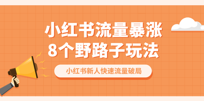 【6500】小红书流量-暴涨8个野路子玩法：小红书新人快速流量破局（8节课）