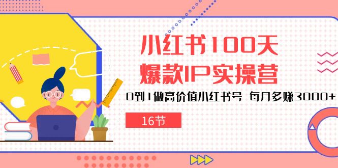 【10238】小红书100天-爆款IP实操营，0到1做高价值小红书号 每月多赚3000+