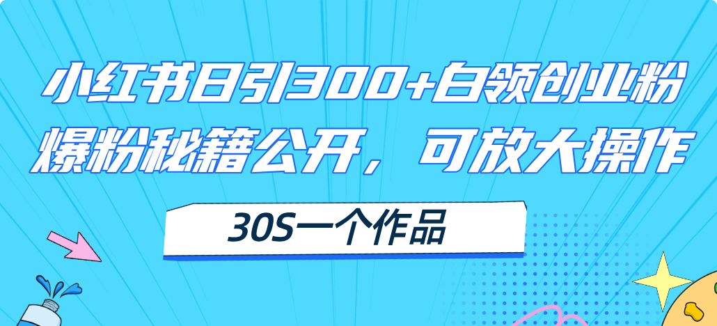 【第11060期】小红书日引300+高质白领创业粉，可放大操作，爆粉秘籍